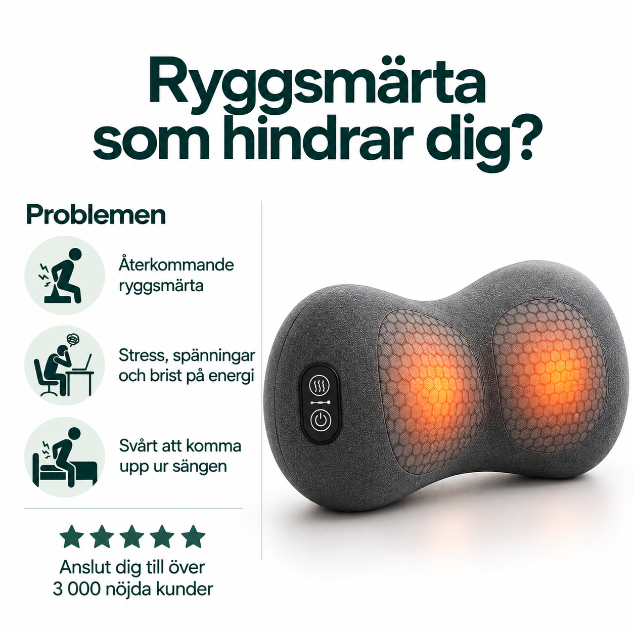 Cervia Ryggkudde – 3-i-1 Ryggterapi